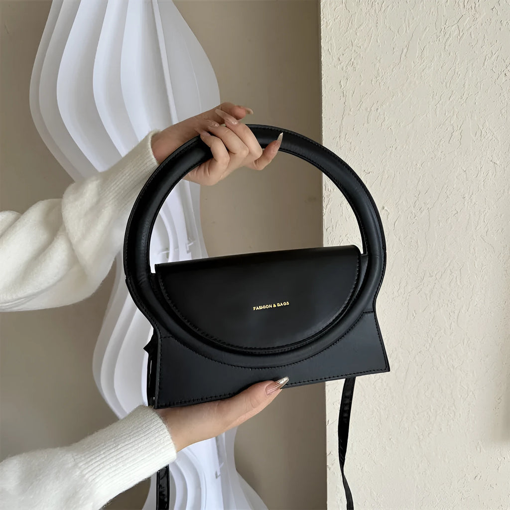 Horizontal square PU shoulder messenger bag with sandwich pockets and phone compartment