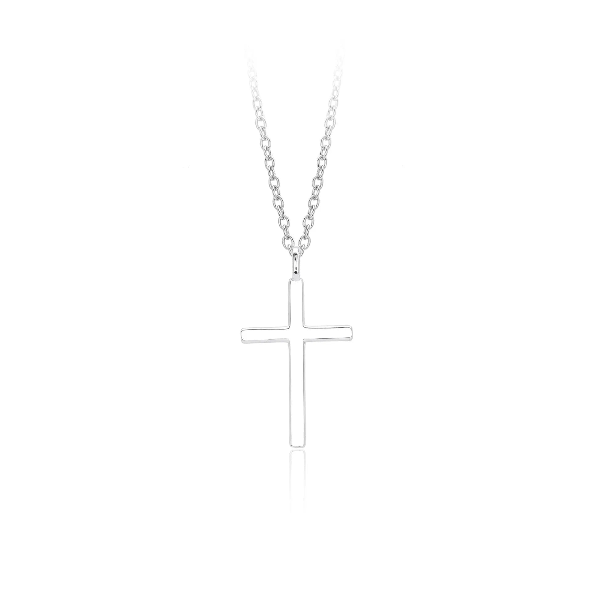 S925 sterling silver cross necklace with adjustable O-chain in gold, platinum or rose gold plating