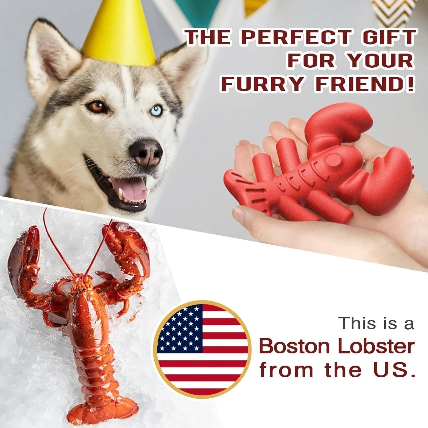 Red hard material dog chew toy for aggressive chewers measuring 170mm long