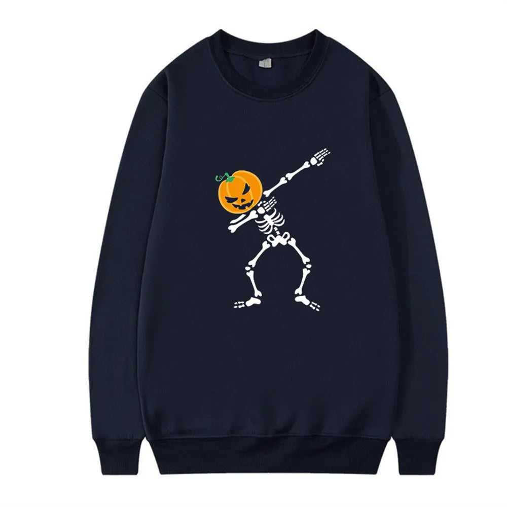 Women's long sleeve printed crew neck leisure top in multiple colours on a hanger.