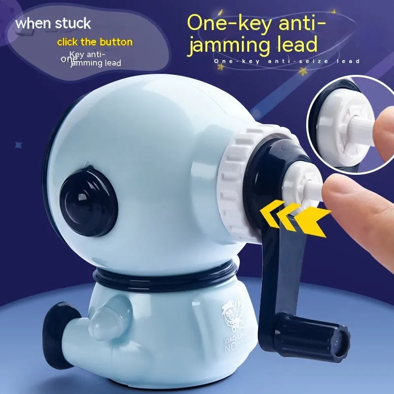 Children's cartoon astronaut manual pencil sharpener in blue and pink colour options