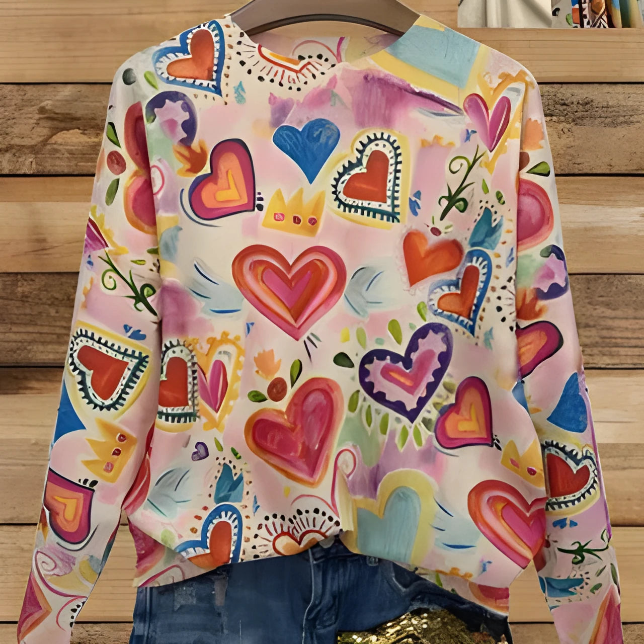Loose-fit lapel-collar top for digital printing in polyester fabric