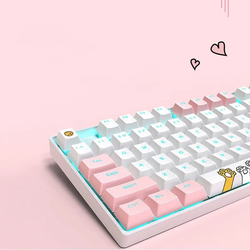 87 key green axis mechanical keyboard with metal panel, RGB light effect and two-colour key caps