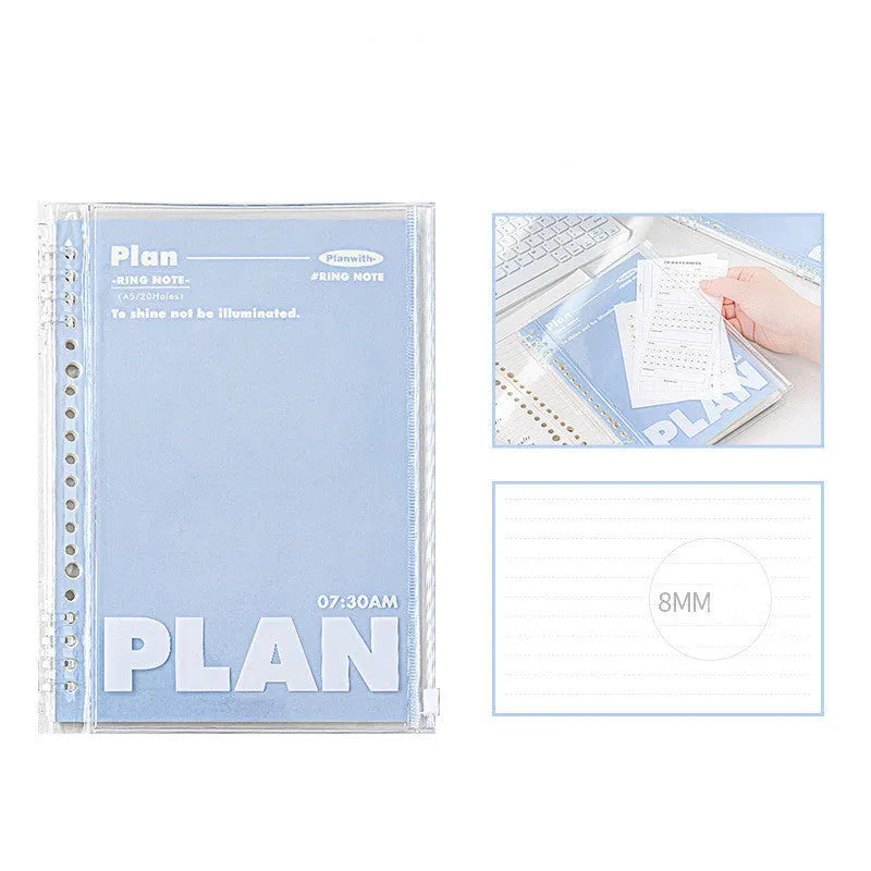 White and blue A5 PVC plastic covers for spiral-bound notebooks