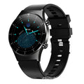 Black TPU smart watch with 1.28-inch glass touchscreen displaying heart rate and step count data