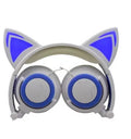 Cat ear head-mounted luminous foldable mobile phone music headset, 183mm x 200mm x 30mm, USB light-up variants