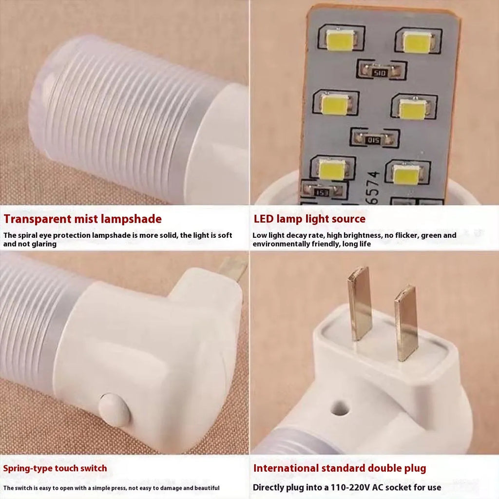 Minimalist plug-in bedside night light with US plug and dual light modes