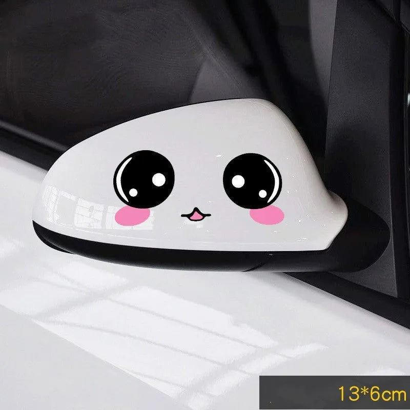 Reflective cartoon car stickers pair for vehicle body and rearview mirror decoration
