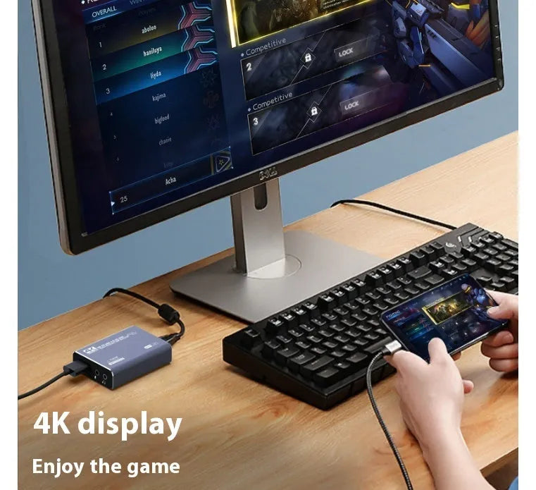 Black 4K gaming set-top box with MS2131 chip for 1080p gameplay recording