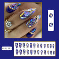 Almond-shaped rainbow nail stickers with colourful lines in four French colour ripple styles