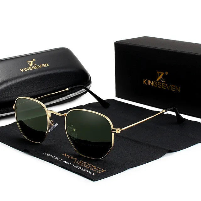 Classic round-frame retro sunglasses for men in black, shown from a front view.