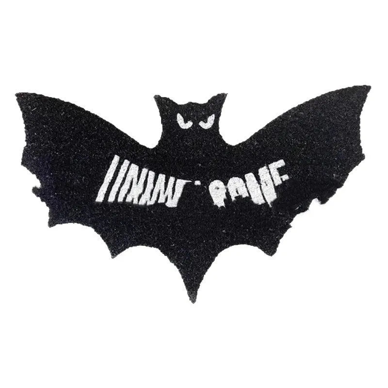 Bat-shaped plastic decorative mat, 40x80cm, bat mat design for Halloween door or floor use