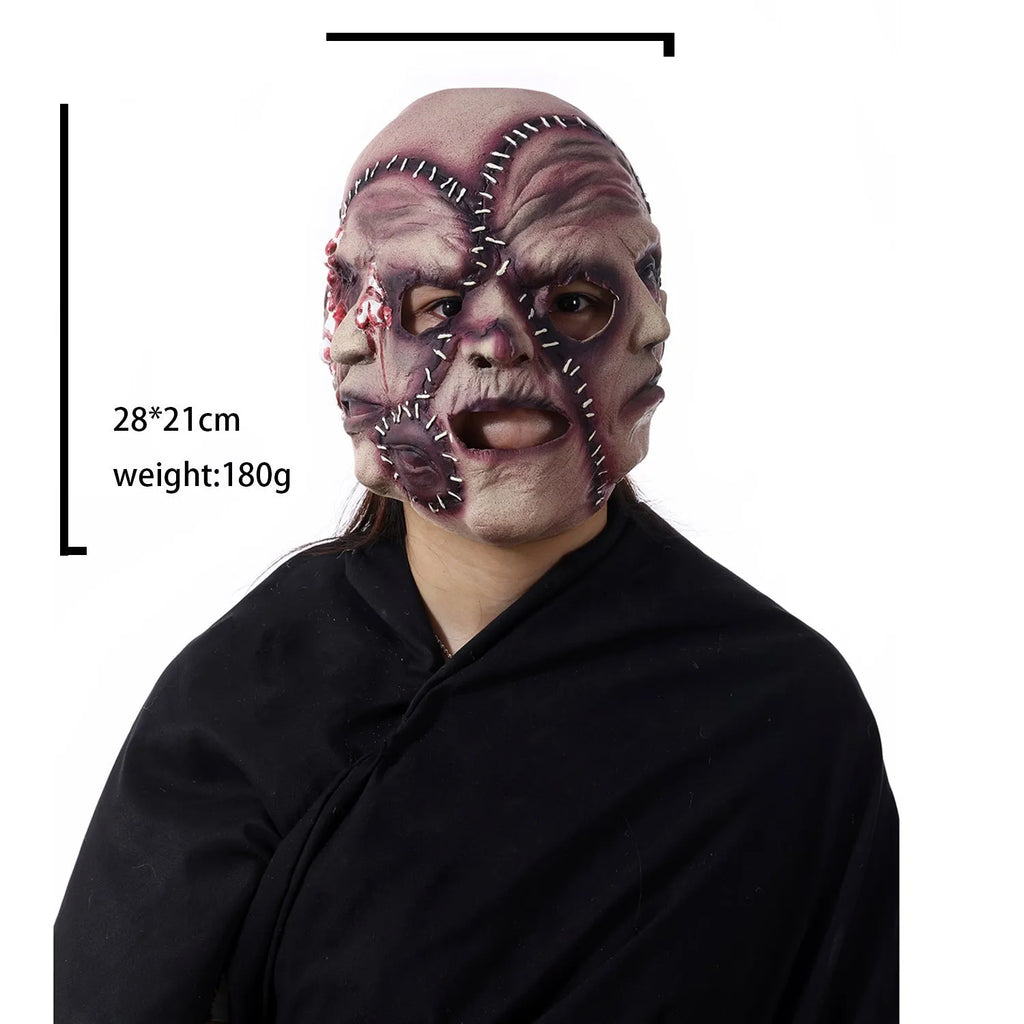 Three-sided grimace horror mask made from natural latex for Halloween costume parties