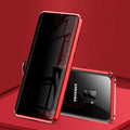 Black clamshell magnetic phone case for Samsung Galaxy phones with anti-peeping screen protection.