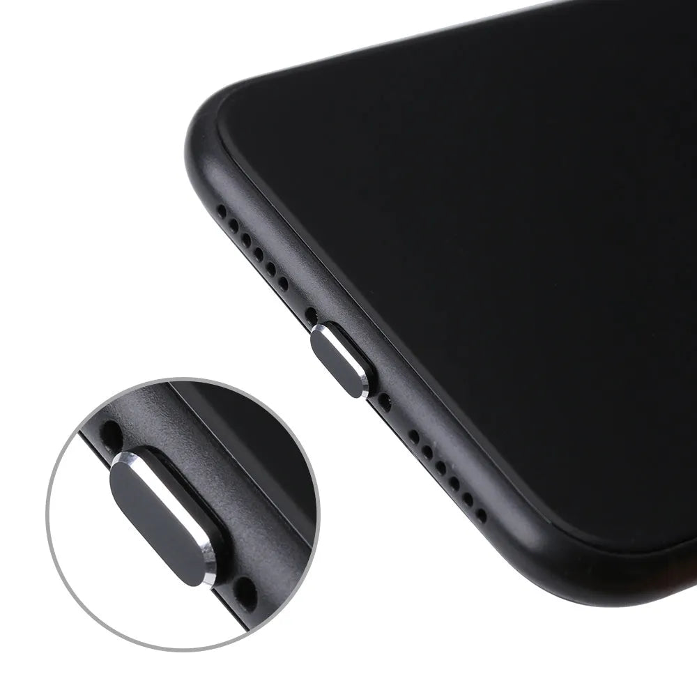 Aluminium alloy dust plug for iPhone charging port in multiple colour options.