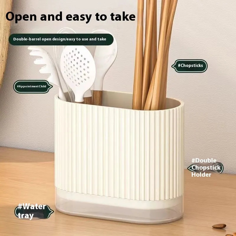 Plastic wall-mounted chopsticks basket with drainage holes in modern kitchen design