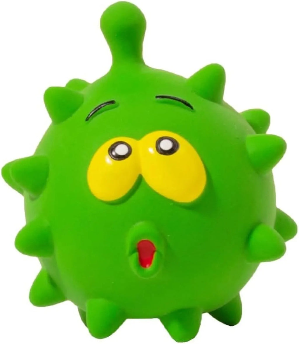 Set of four colourful natural latex rubber dog balls with cute faces and bumpy texture