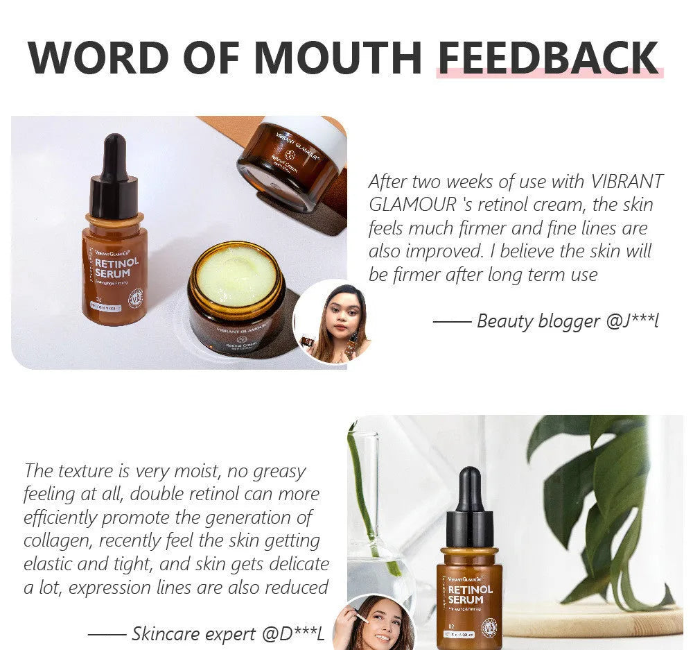 30ml bottle of retinol facial serum for reducing dry lines and fine lines