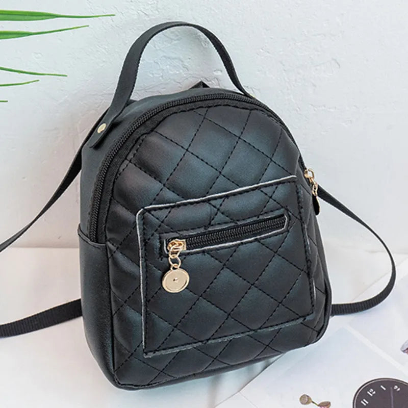 Korean style girls' embroidery backpack in hard square shape with PU leather, available in black, pink and white colours