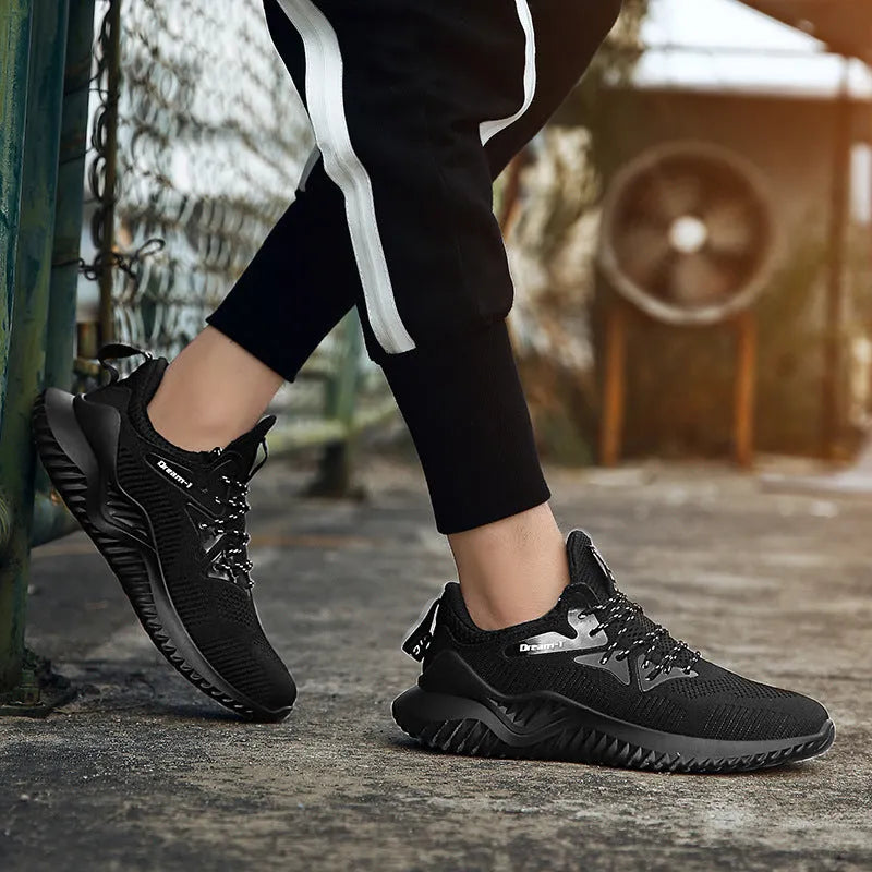 Adult breathable mesh running shoes with lace-up front strap, shown in available colours on an MD sole.