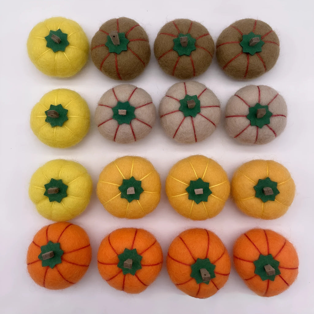 Wool felt pumpkin poke ornaments for doll decoration in autumn colours