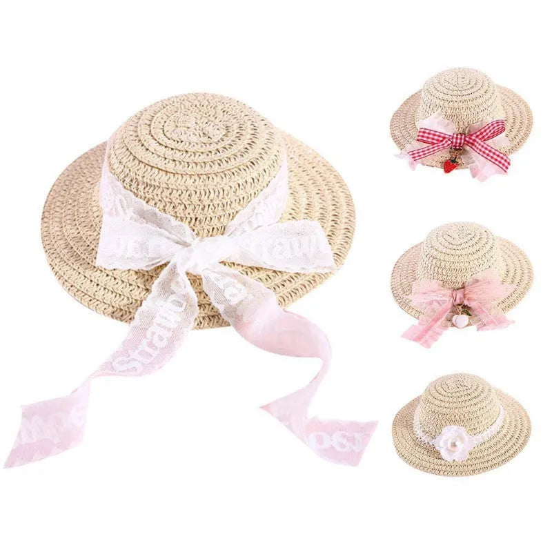 Handmade adjustable paper pet hat with bowknot for dogs and cats in cartoon design