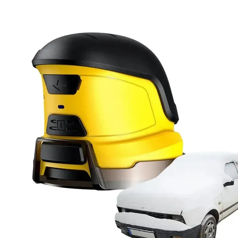 Yellow cordless electric snow scraper with USB charging cable for car windshield ice removal