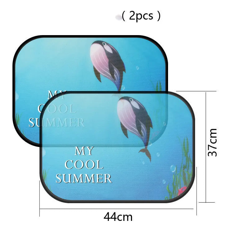 Electrostatic adsorption car side window sunshade with animal-themed designs