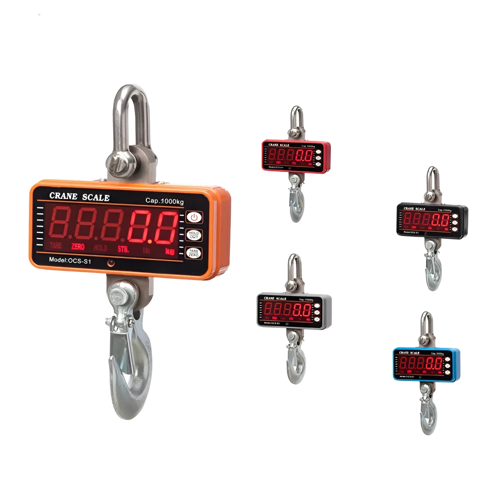 Orange electronic crane scale with digital display for 500kg warehouse weighing
