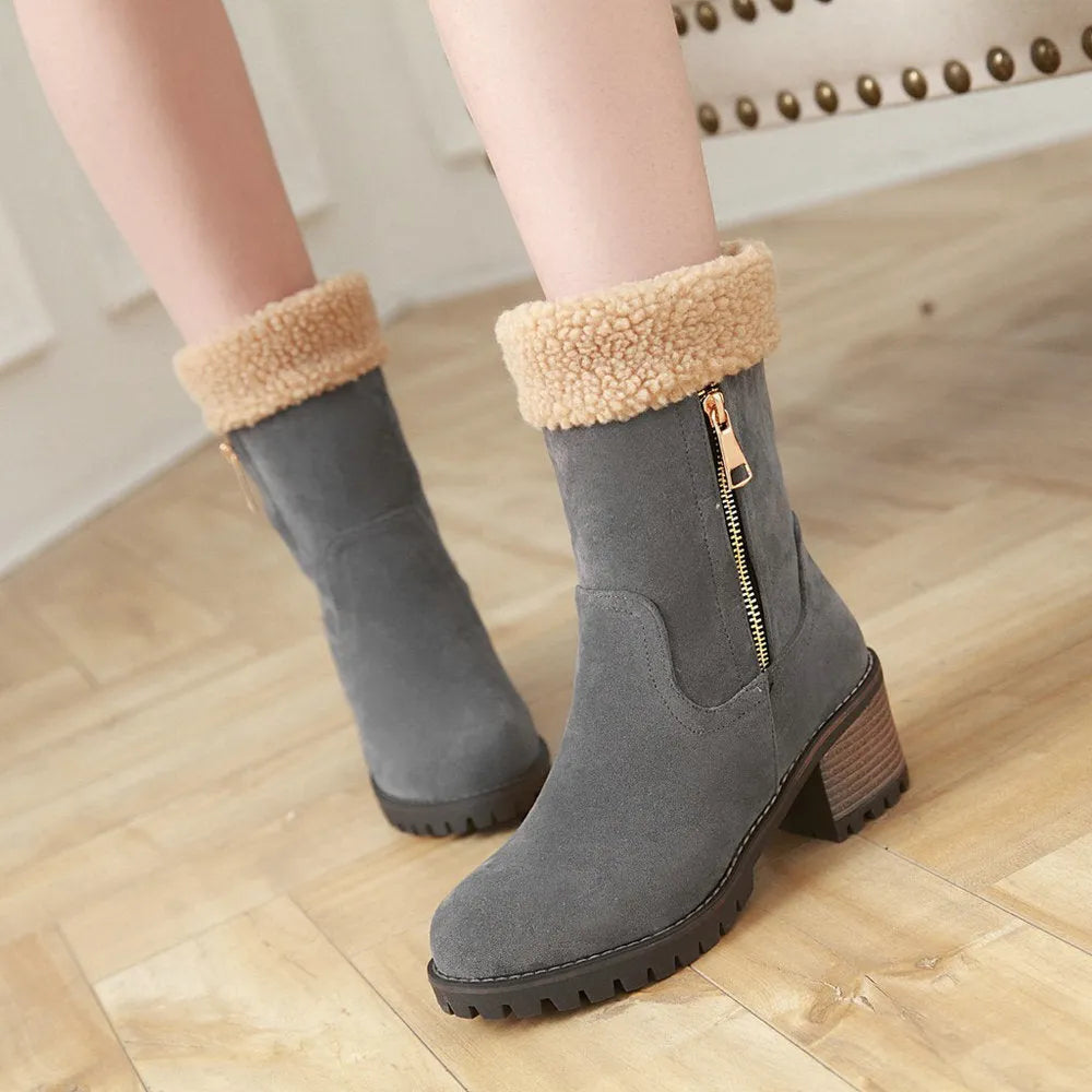 Men's ankle-high snow boots in four colours with thick lining and rubber soles
