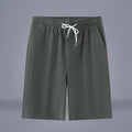 Chinese style solid colour cropped pants in cotton linen fabric with a drawstring waist.