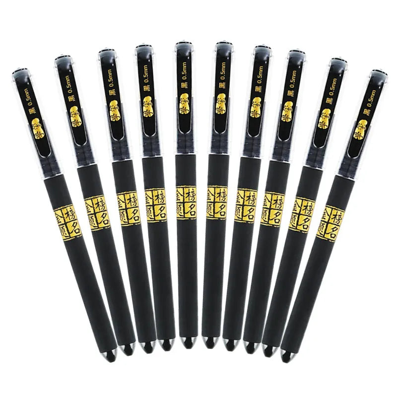Carbon black gel pen multipack with quick-drying ink and anti-fatigue grip