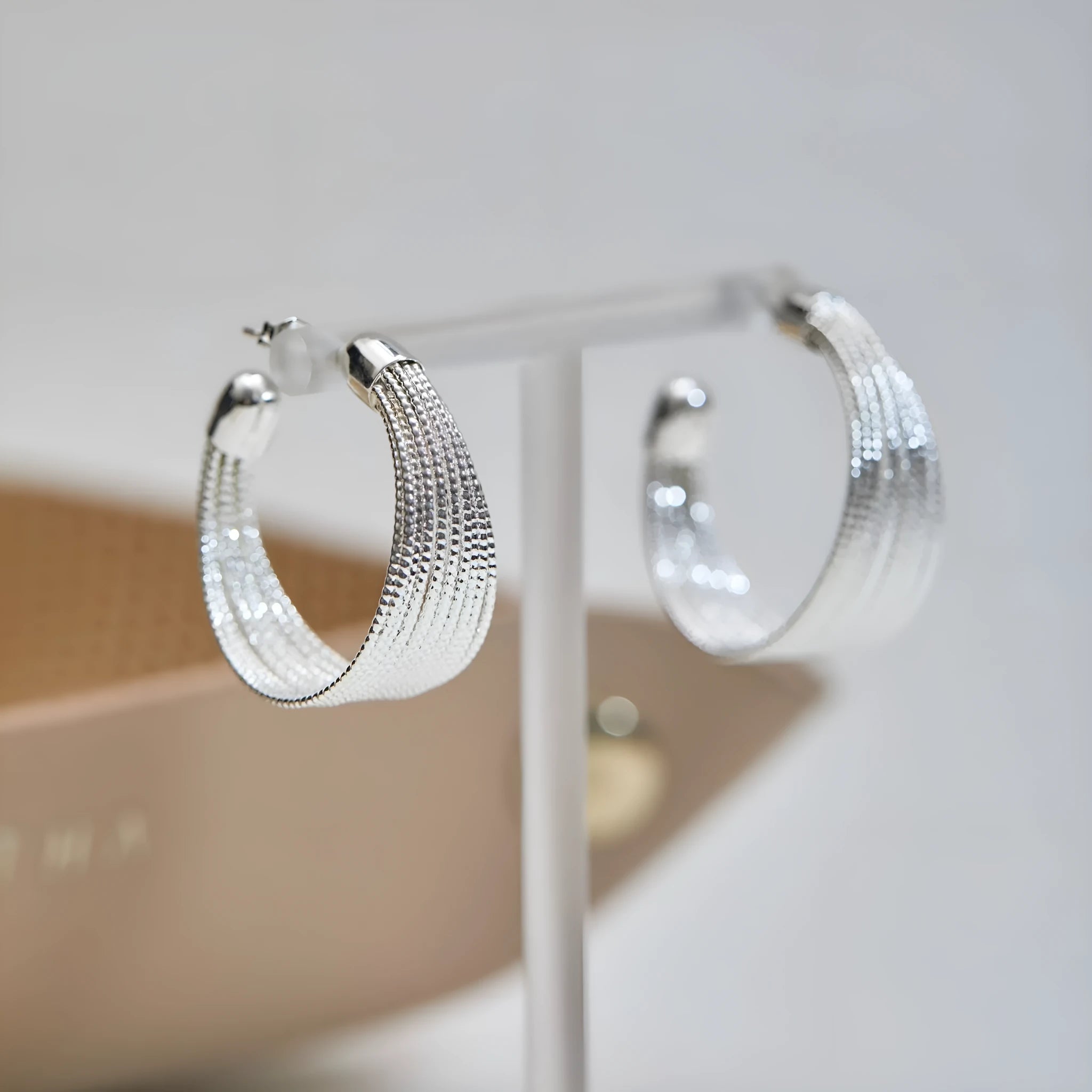 Geometric multi-layer copper earrings with electroplated silver or gold finish options