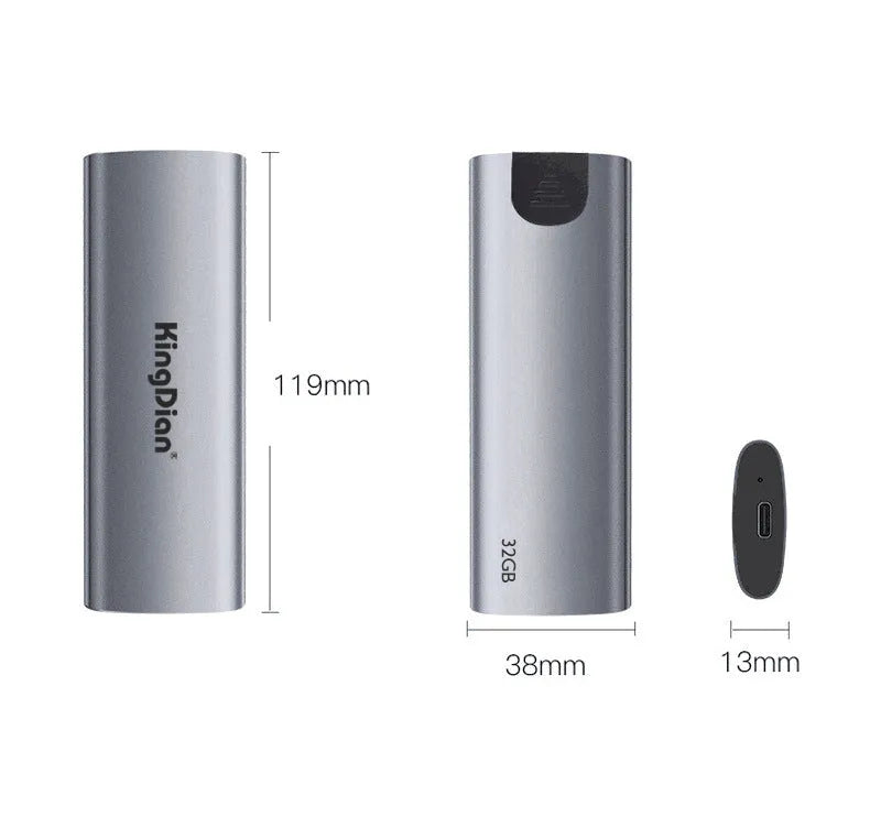 Grey mobile SSD external hard drive with USB 3.0 interface for direct phone connection