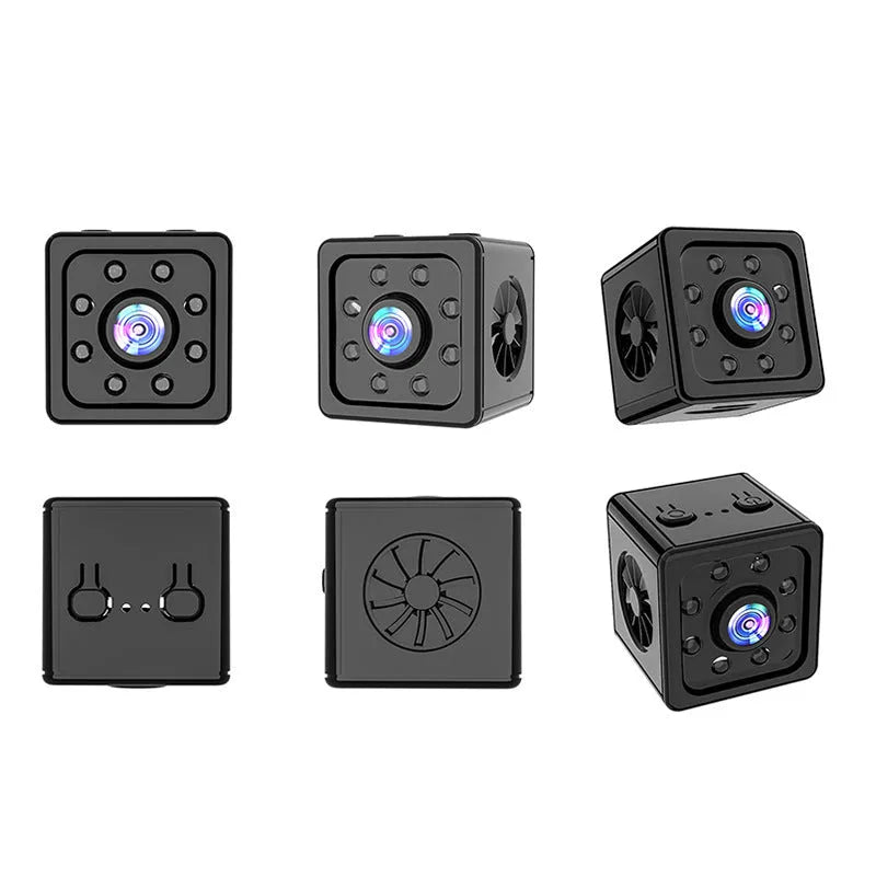 Black cubic K13 network sports camera with 26mm dimensions and mounting bracket