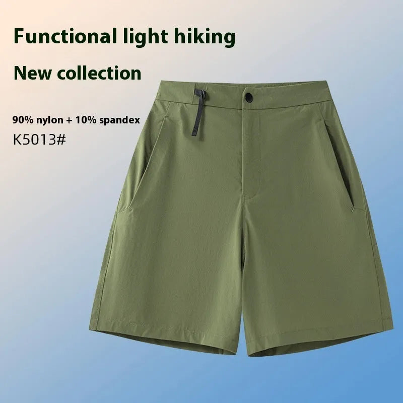 Men's quick-dry sports shorts in army green with 3D cutting detail.