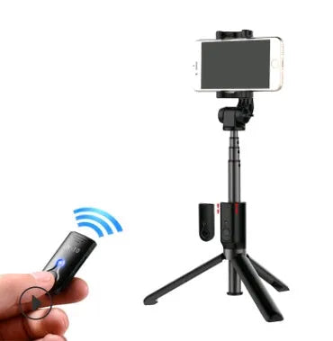 Aluminium alloy Bluetooth selfie stick with tripod base and remote control for mobile phones