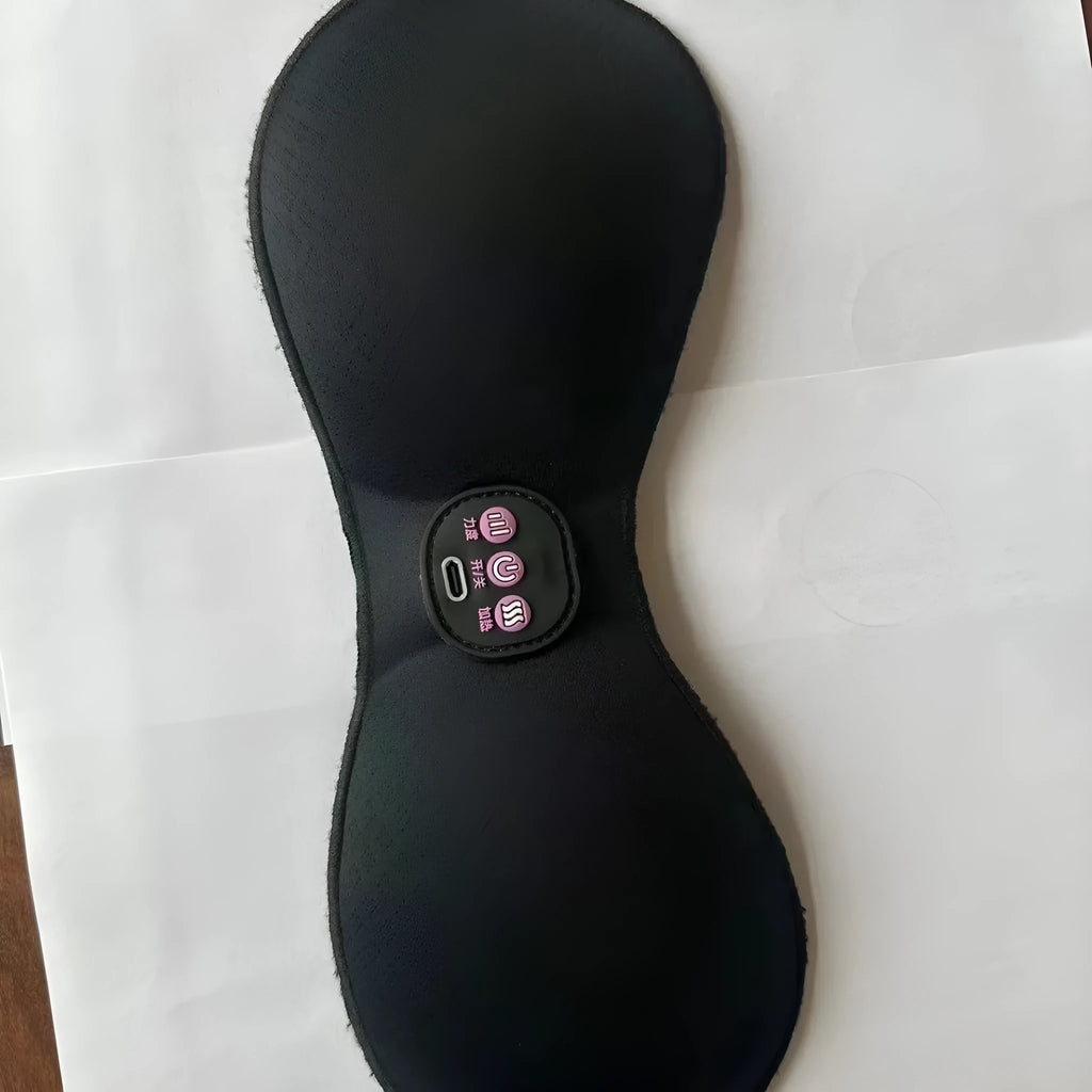 Black electric massage bra with chest paste and 3-key English liner for vibration therapy