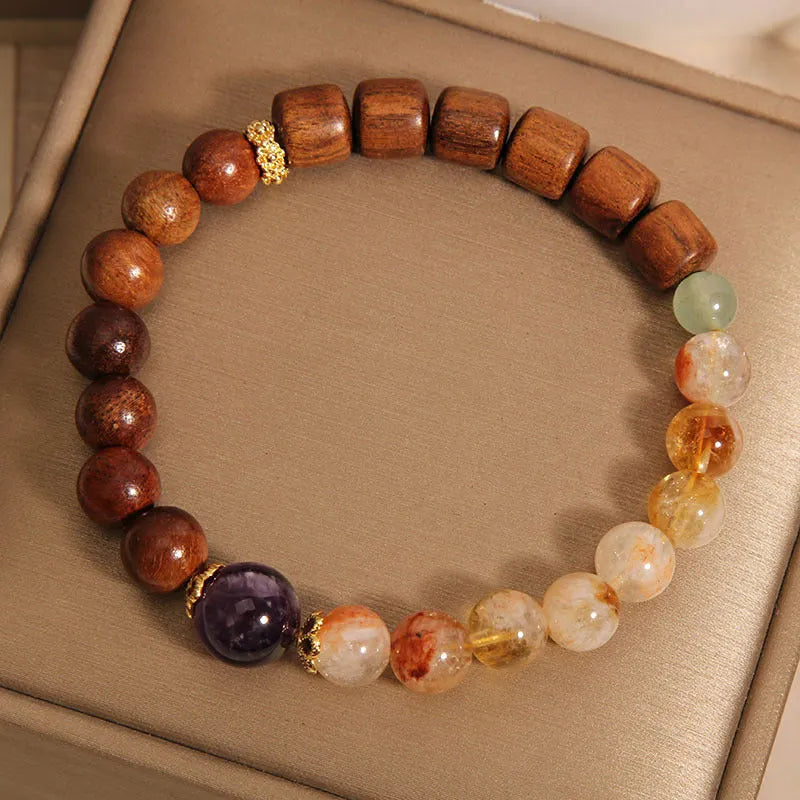 Pineapple yellow women's bracelet with yellow tower crystal, ebony amethyst, pearl rhinestone pastoral sequin details