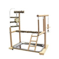 Parrot toy stand with bird swing and perch made from natural pepper wood