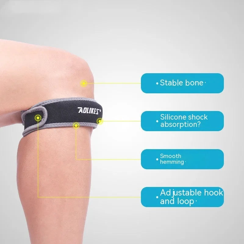 Adult black and grey patella retinaculum knee support for running and sports