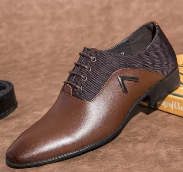 Men's black Oxford shoes with a rubber sole on a white background.