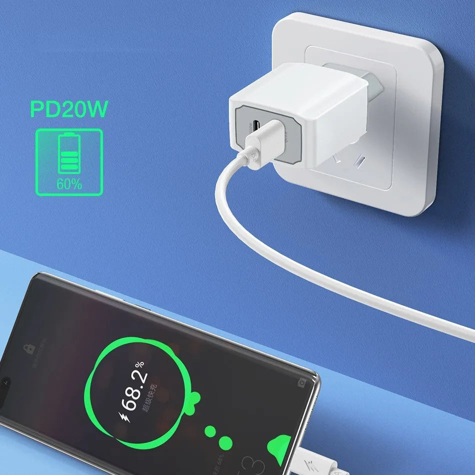White phone fast charger set with USB interface and fireproof construction