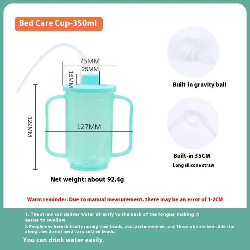 Oblique mouth anti-choke drinking cup with handle and lid for bedridden patients