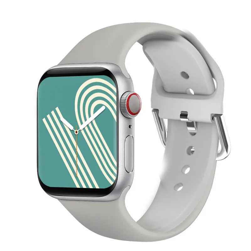 Smart watch with Bluetooth calling and NFC in black, silver gray, or pink, with charging cable and manual