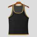 Men's tight-fitting black mesh vest for sports and fitness training.