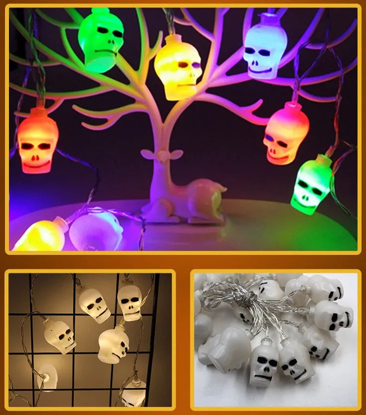 Halloween LED string lights with pumpkin, bat and ghost pendants on 1.2 metre waterproof cord