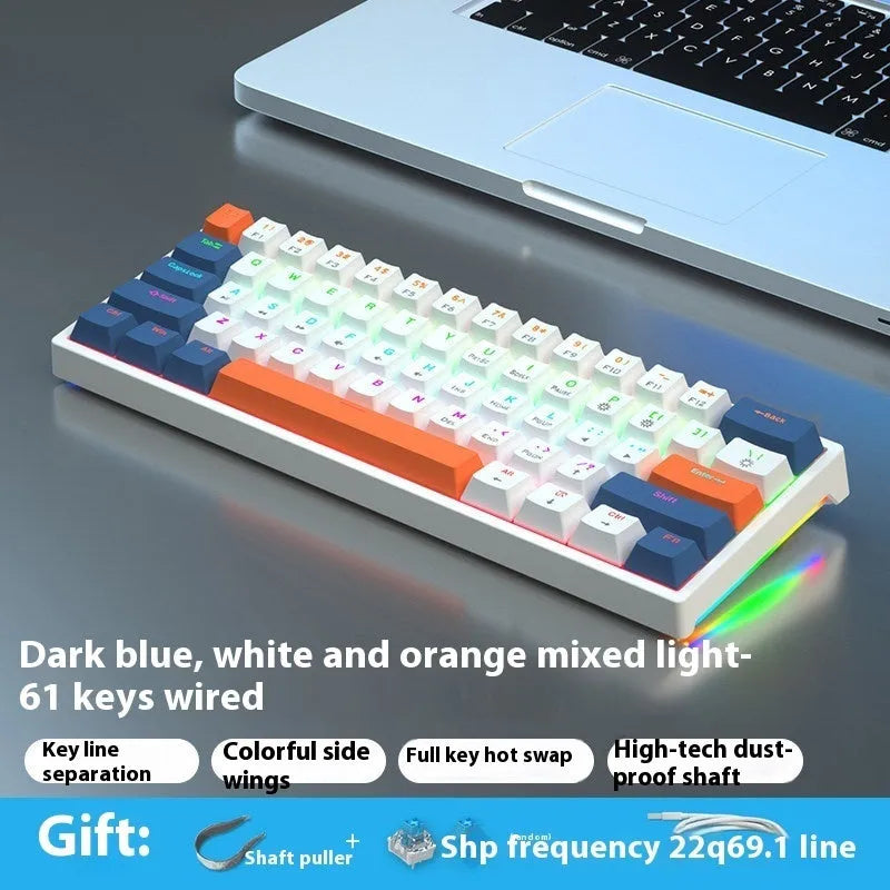 61-key compact mechanical keyboard with hot-swappable sockets and multiple switch options
