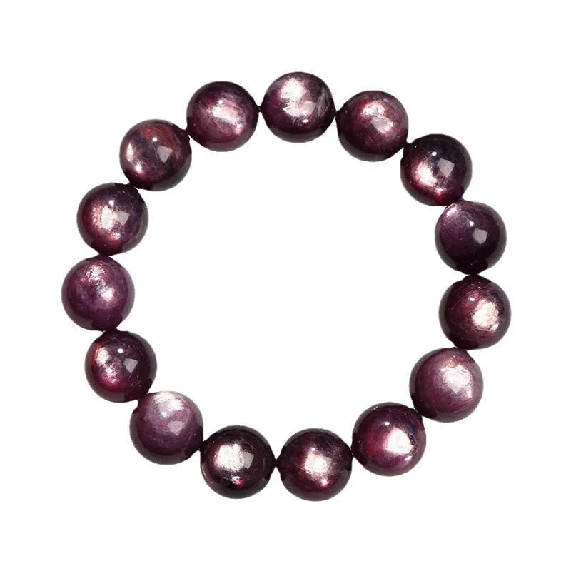 Natural purple lepidolite crystal bracelet with polished round beads in multiple size options