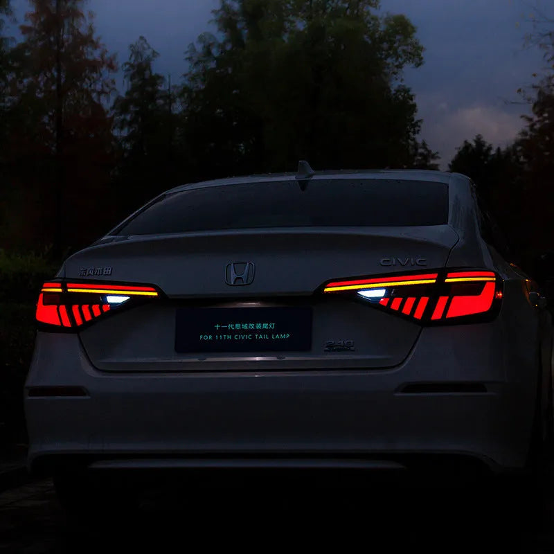 11th generation Honda Civic modified LED taillight assembly in black and red colour option